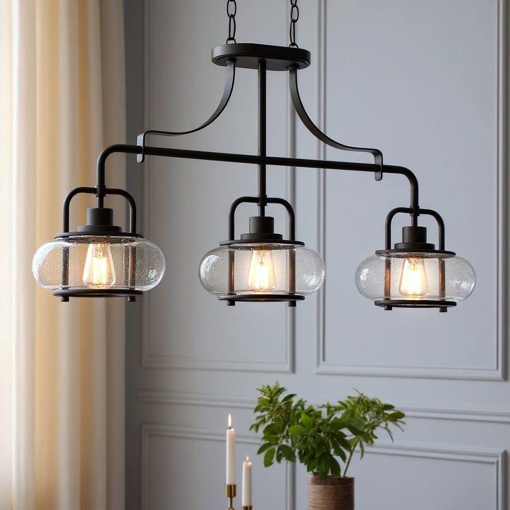 Kroonluchter Donker Brons Met Glasbollen 3 Lichts 96cm | Restfield